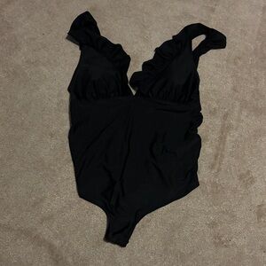 NWT H&M Eco-Friendly Black One Piece Swimsuit Bathing Suit Size Large
